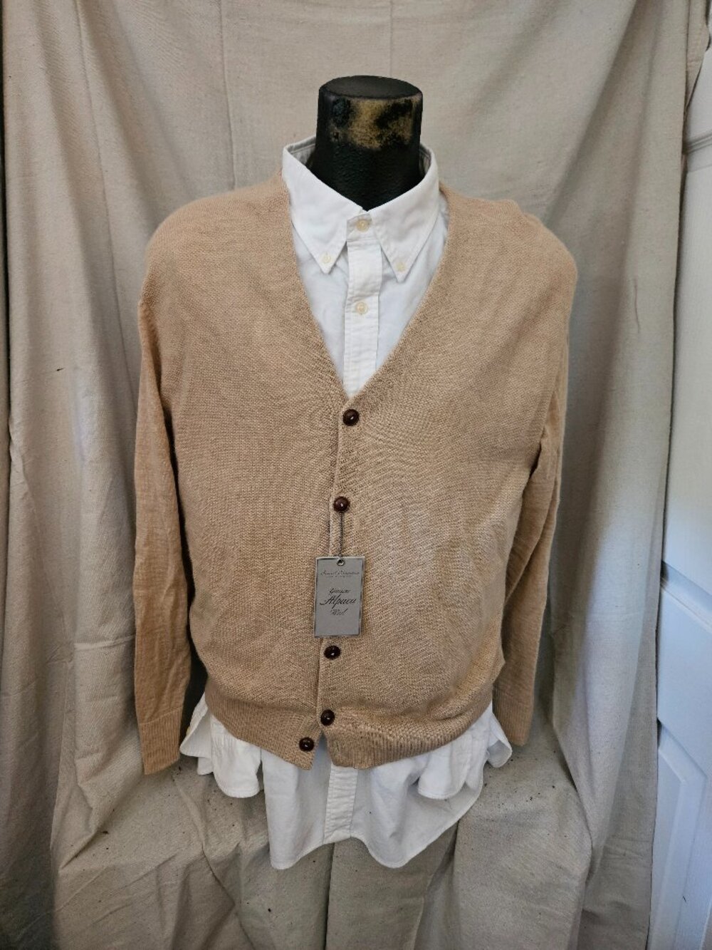 Men's 100% Alpaca Wool Cardigan Sweater Daniel Cremieux Signature Collection XL